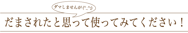 だまされたと思って使って見て下さい